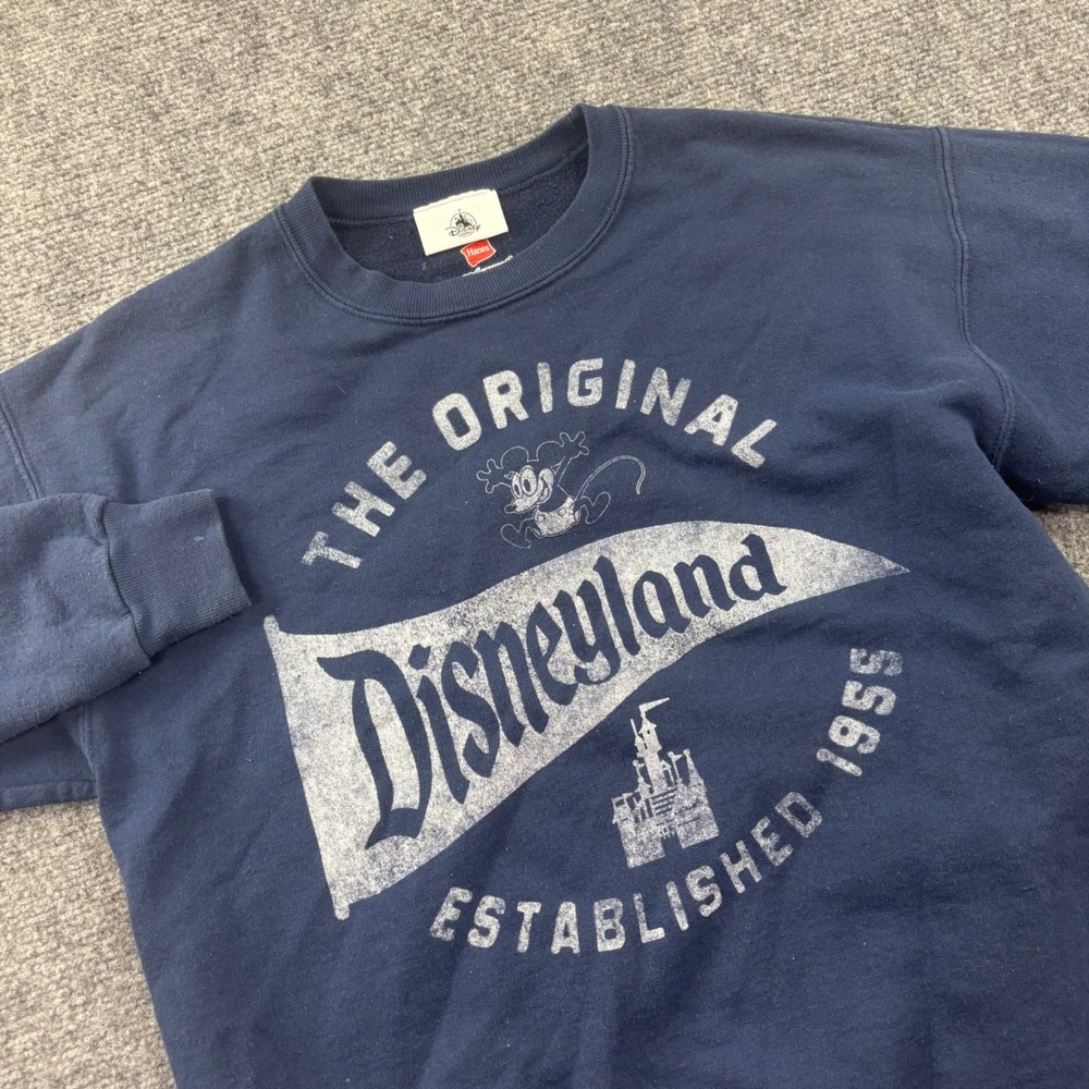 Disney Parks Disneyland Crewneck Small Navy Blue Graphic Pullover L/S Men's